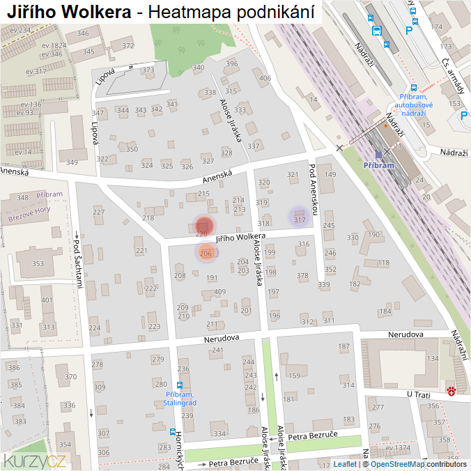 Mapa Jiřího Wolkera - Firmy v ulici.
