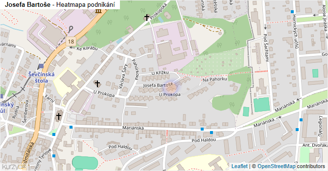 Josefa Bartoše - mapa podnikání