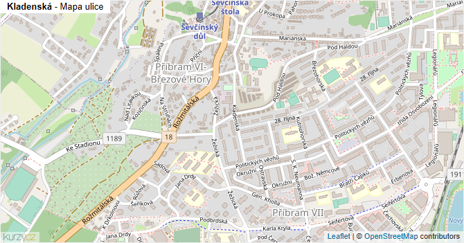 Kladenská - mapa ulice
