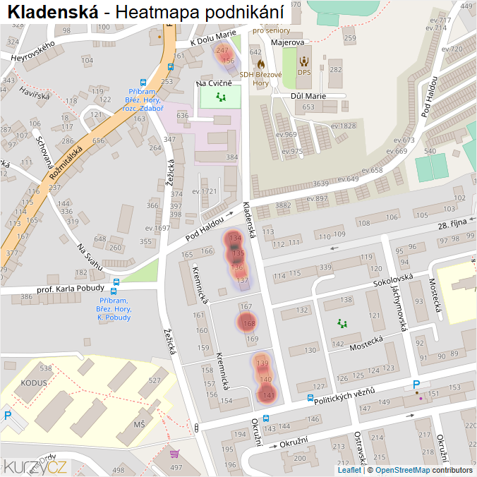 Mapa Kladenská - Firmy v ulici.
