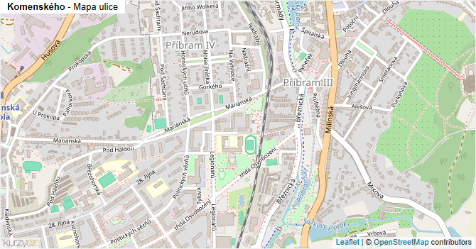 Komenského - mapa ulice