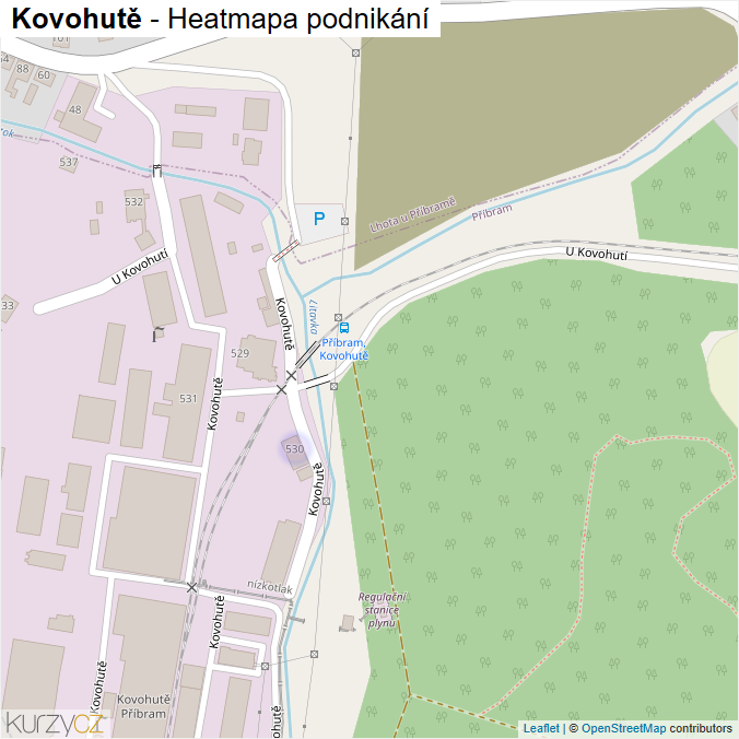 Mapa Kovohutě - Firmy v ulici.