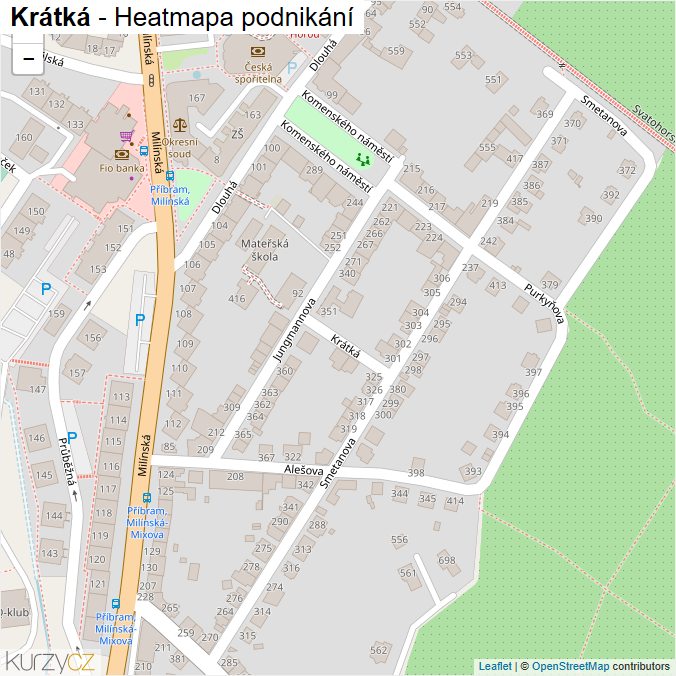Mapa Krátká - Firmy v ulici.