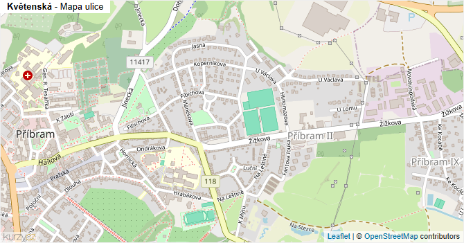 Květenská - mapa ulice