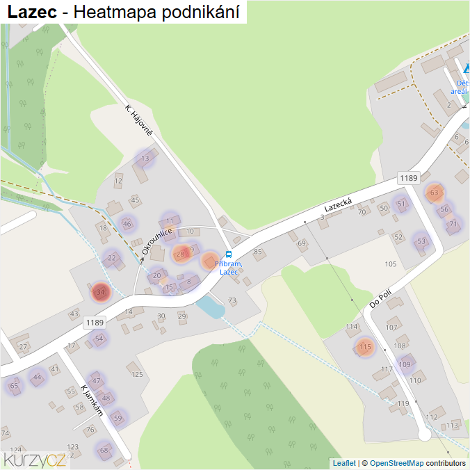 Mapa Lazec - Firmy v části obce.