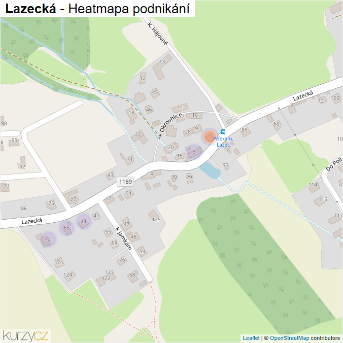 Mapa Lazecká - Firmy v ulici.