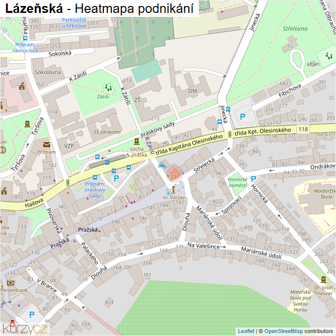 Mapa Lázeňská - Firmy v ulici.