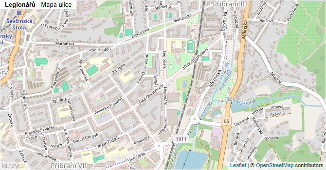 Legionářů - mapa ulice