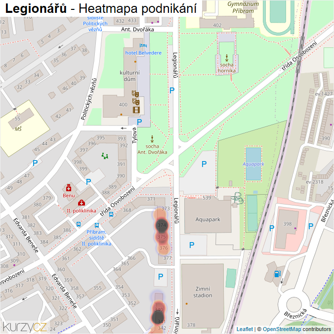Mapa Legionářů - Firmy v ulici.
