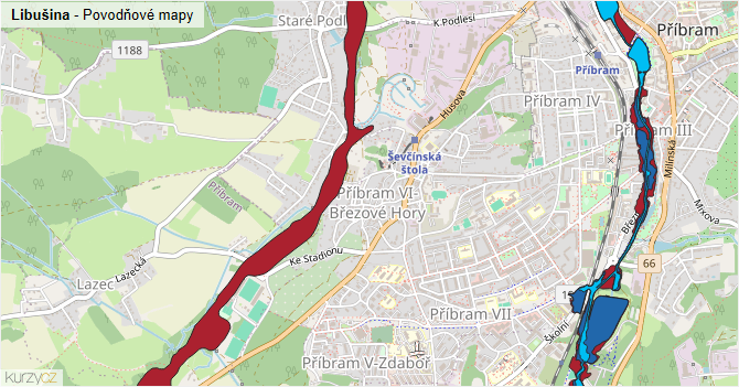Libušina - záplavové mapy stoleté vody