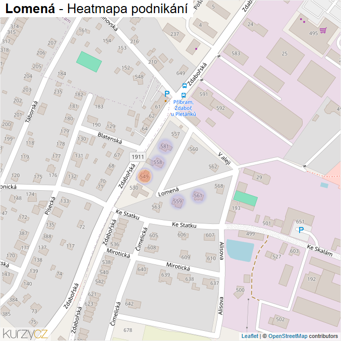 Mapa Lomená - Firmy v ulici.