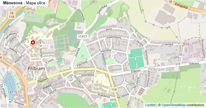 Mánesova - mapa ulice