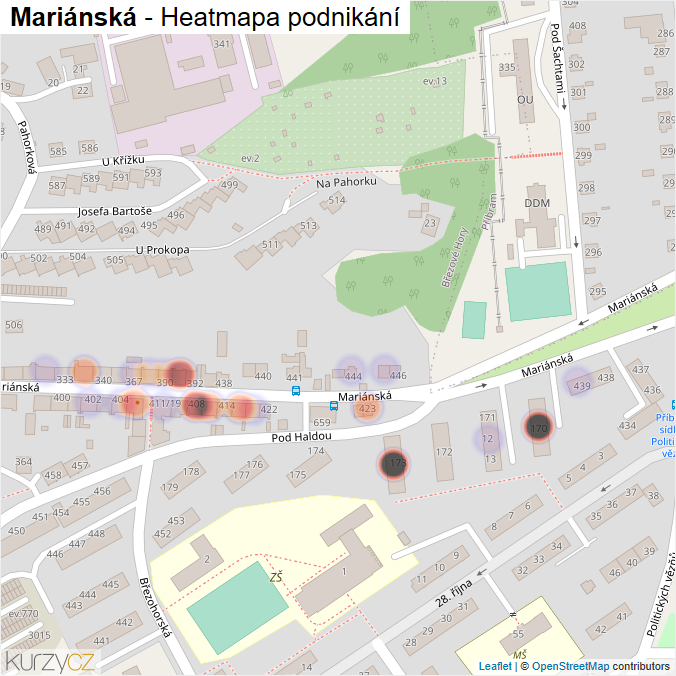 Mapa Mariánská - Firmy v ulici.