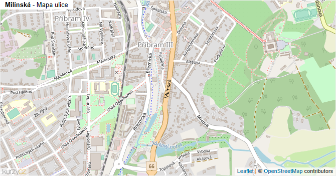 Milínská - mapa ulice