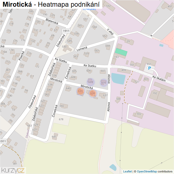 Mapa Mirotická - Firmy v ulici.