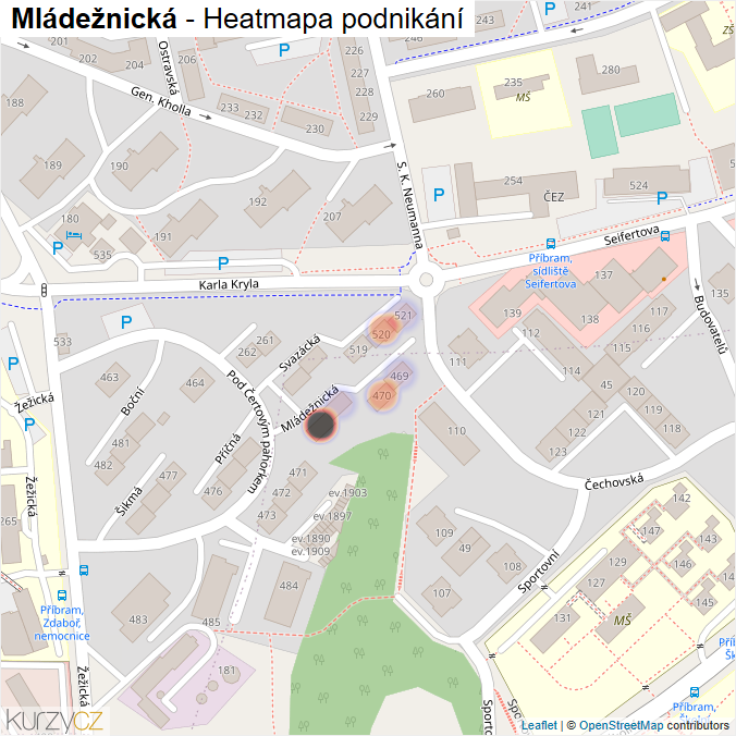 Mapa Mládežnická - Firmy v ulici.