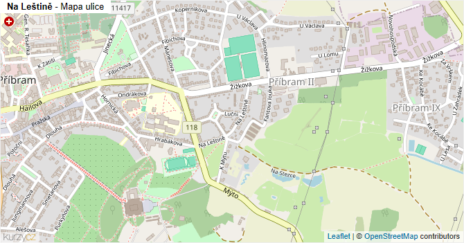 Na Leštině - mapa ulice