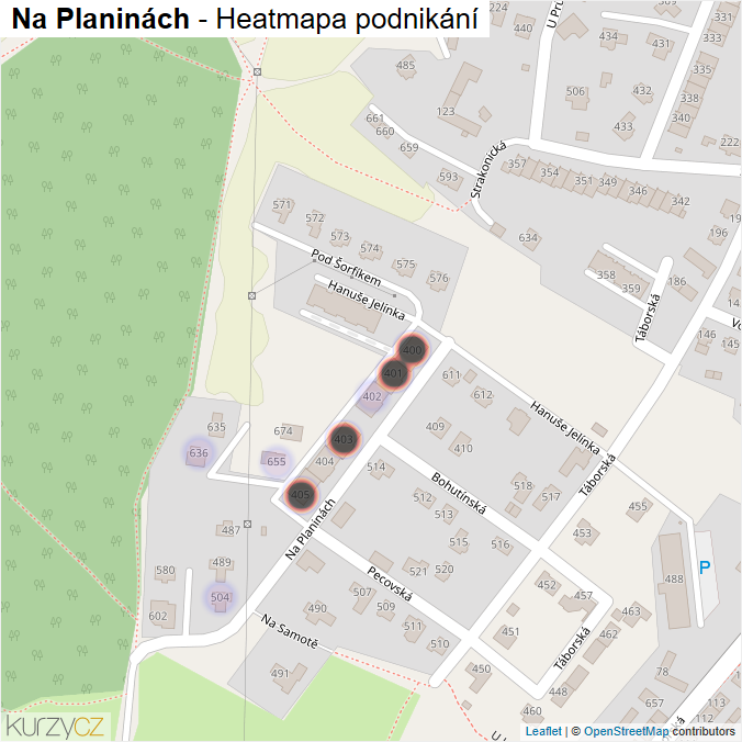 Mapa Na Planinách - Firmy v ulici.