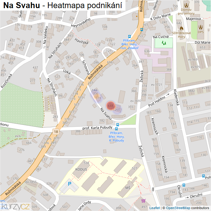 Mapa Na Svahu - Firmy v ulici.