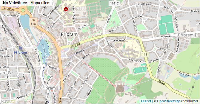 Na Valešince - mapa ulice