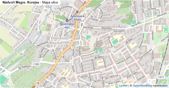 Nádvoří Msgre. Korejse - mapa ulice