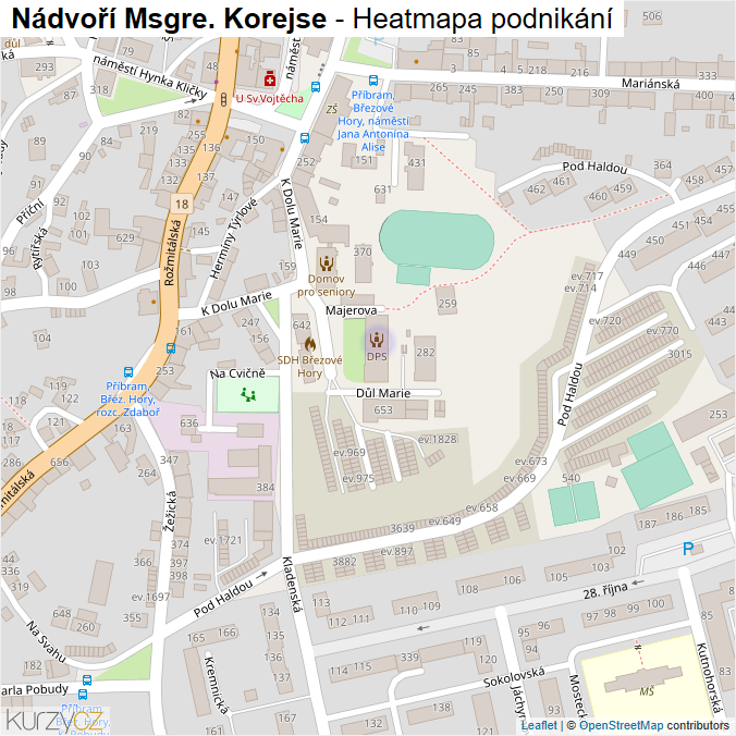 Mapa Nádvoří Msgre. Korejse - Firmy v ulici.