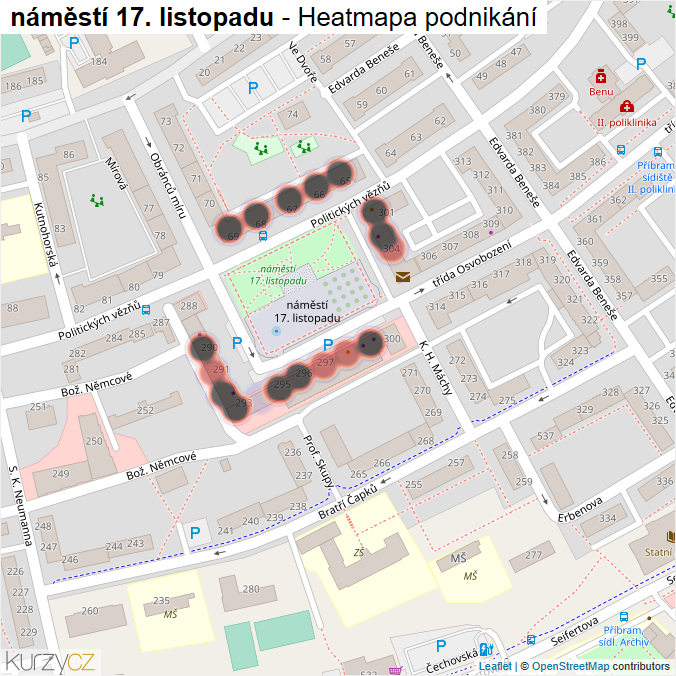 Mapa náměstí 17. listopadu - Firmy v ulici.