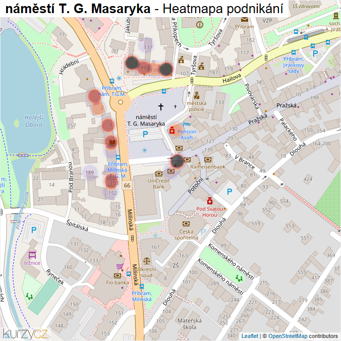 Mapa náměstí T. G. Masaryka - Firmy v ulici.