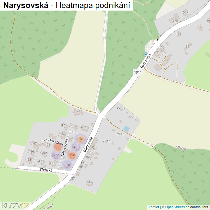 Mapa Narysovská - Firmy v ulici.