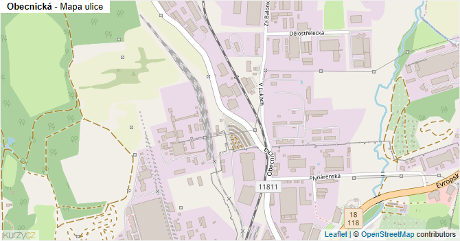 Obecnická - mapa ulice