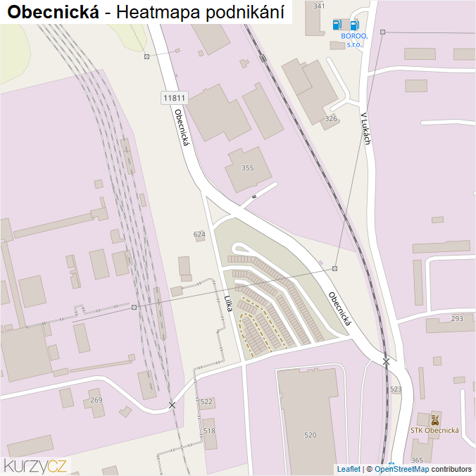Mapa Obecnická - Firmy v ulici.