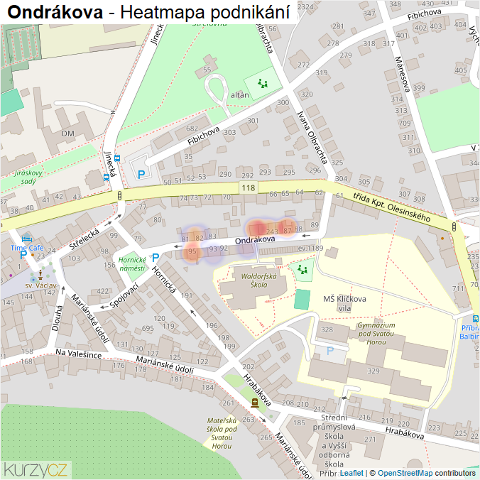 Mapa Ondrákova - Firmy v ulici.