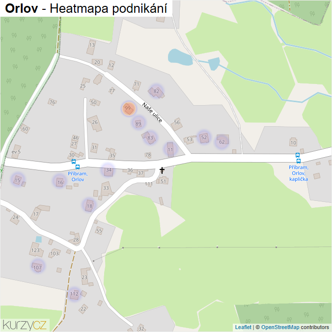 Mapa Orlov - Firmy v části obce.
