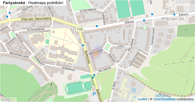Partyzánská - mapa podnikání