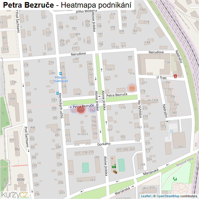 Mapa Petra Bezruče - Firmy v ulici.