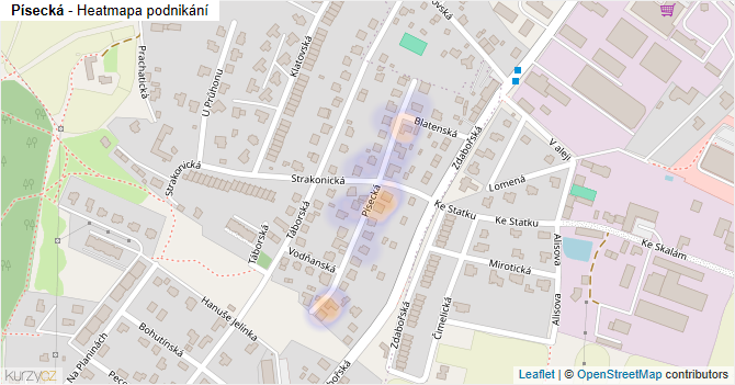 Písecká - mapa podnikání