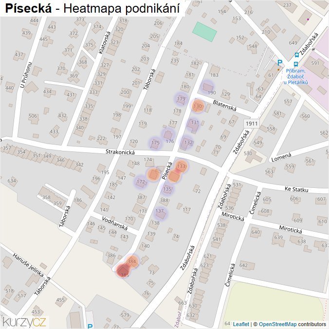 Mapa Písecká - Firmy v ulici.