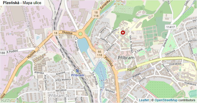 Plzeňská - mapa ulice