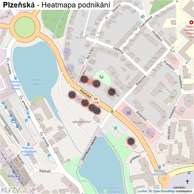 Mapa Plzeňská - Firmy v ulici.
