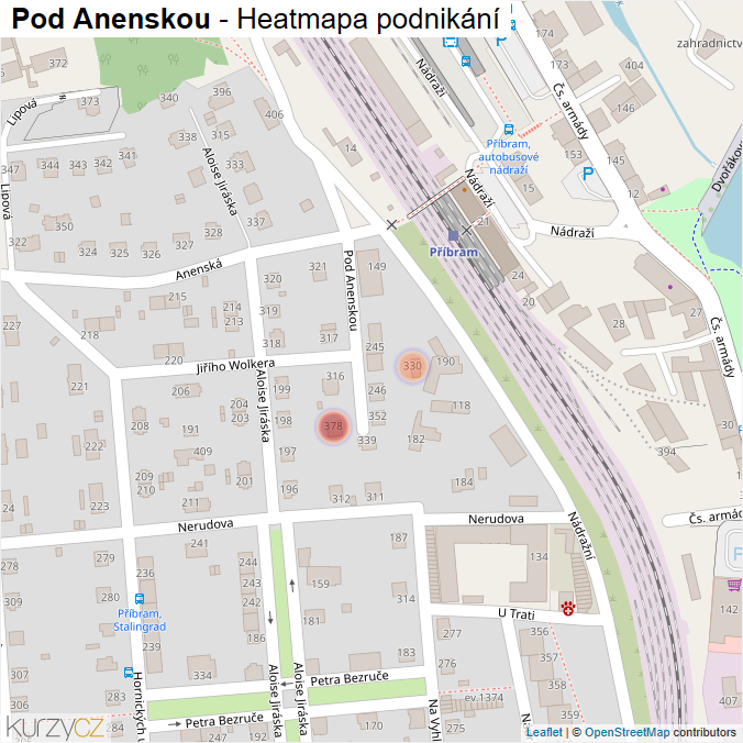Mapa Pod Anenskou - Firmy v ulici.