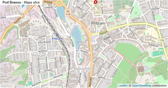 Pod Branou - mapa ulice
