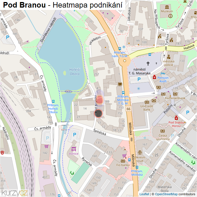 Mapa Pod Branou - Firmy v ulici.