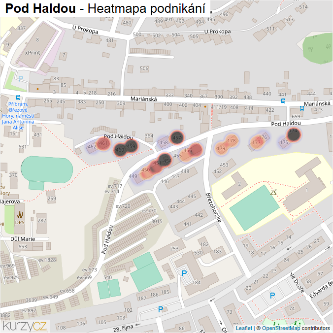 Mapa Pod Haldou - Firmy v ulici.