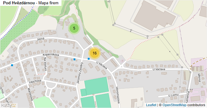 Pod Hvězdárnou - mapa firem