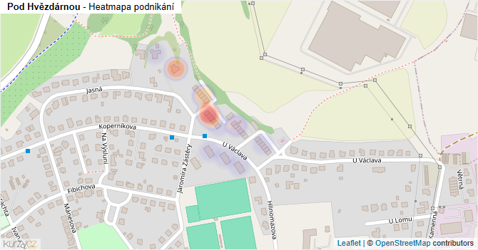 Pod Hvězdárnou - mapa podnikání