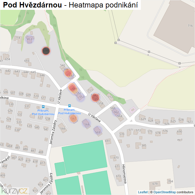 Mapa Pod Hvězdárnou - Firmy v ulici.
