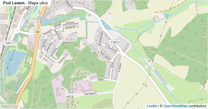 Pod Lesem - mapa ulice