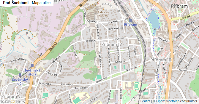 Pod Šachtami - mapa ulice