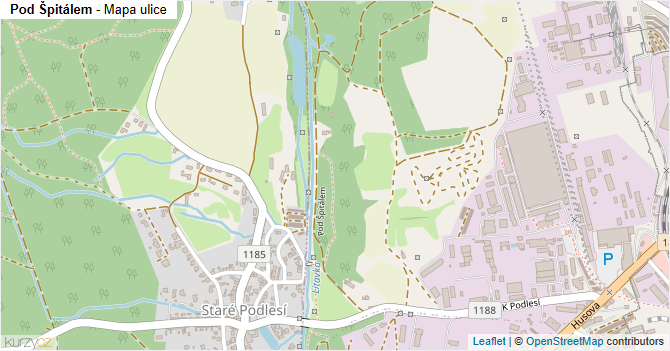Pod Špitálem - mapa ulice