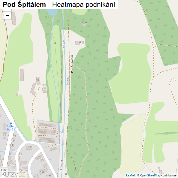 Mapa Pod Špitálem - Firmy v ulici.